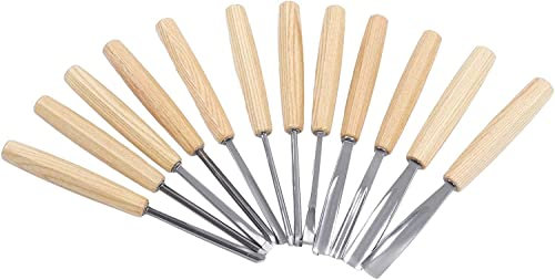 OLSKFUH Herramientas para Tallar Madera, Cincel De Mango De Madera De Agarre Cómodo De Alta Eficiencia, 12 Piezas, Resistente Al Desgaste para Proyectos,