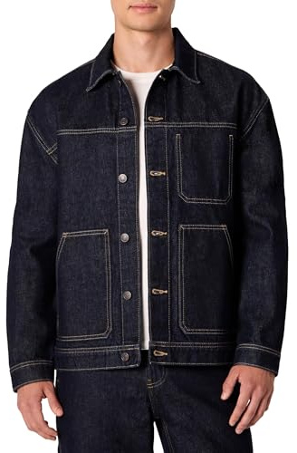 Amazon Essentials Men's Rigid Denim Relaxed-Fit Utility Jacket, Rinse, M