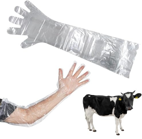 KARELLS Gants vétérinaires à manches longues, gants vétérinaires à manches longues, 30 pièces jetables en film plastique souple, pour insémination du bétail, nettoyage domestique (transparent)
