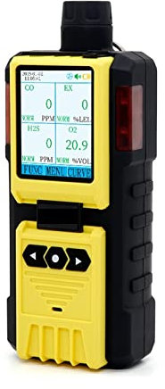QZCX Air Quality Monitor Indoor, Pumping 4 In 1 Gas Detector Multifunctional Portable EX H2S CO O2 Four Alarm Methods Explosion-proof Alarm Detector,for Home Office