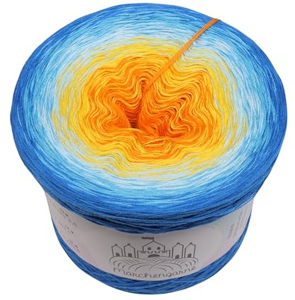 Farbverlaufsgarn Sonnenaufgang am Meer 5, 4 oder 3 Fach Bobbel Wolle häkeln stricken strickgarn (Sonnenaufgang am Meer - Azur außen, 3fach - 300g/1500m)