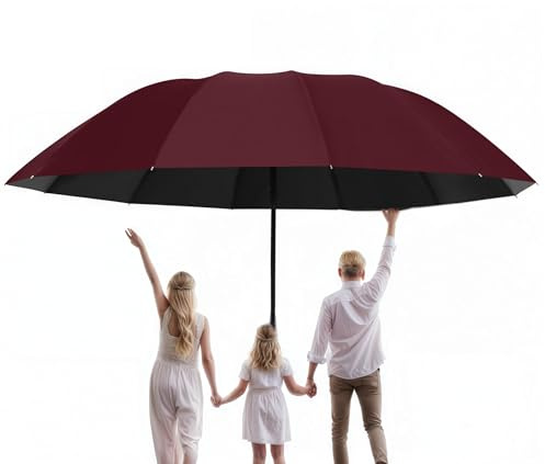 Meichoon Parapluie de grande taille pour 3 à 4 personnes 12 baleines améliorées Imperméable Coupe-vent Léger Durable Protection UV pour les jours