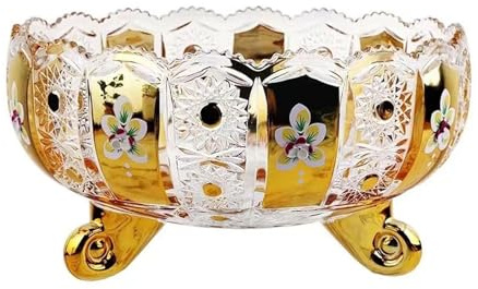 XYUERU Glass fruit bowl plate, creative fruit bowl decorative bowl | With floral decoration, crystal glass dessert bowl for living room part