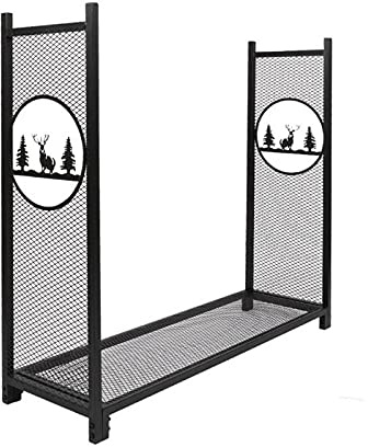 Rack bois de chauffage Poêle noir en fer forgé grandes bûches outils de cheminée accessoires porte-bûches en fer forgé robuste support à bois de chauffage Stockage intérieur de bois de chauffage