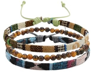 TRIPLE K&S Lot de 3 bracelets de surfeur pour homme et femme - Bracelet bohème pour femme - Fabriqué à la main et réglable pour la plage et les festivals - Bracelets d'amitié imperméables