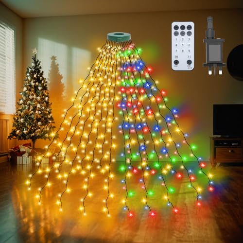 Etopgo 2M400LED Christmas Tree Lights Color Changin with 11 Modes | Warm White & Multicolor xmas string lights with 6H Timer IP44 Waterproof for Outside Indoor