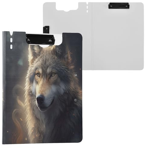 JUMBEAR Portapapeles de lobo A4 con clips dobles, tablero plegable con tapa, organizador personal ligero adecuado para hospitales, oficina, escuela, negocios, suministros de aula
