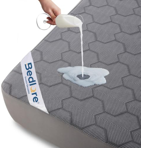 BEDLORE Matratzenschoner 100% Wasserdicht 90x200cm, Weiche und Atmungsaktive Matratzenauflage Tiefes Taschen-Design 30cm Maschinenwaschbar, Grau