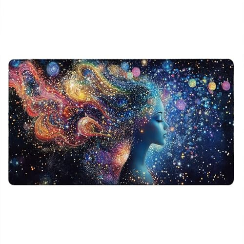 Tapis de Souris Gamer, 2000x1000mm Tapis de Souris XXL Gaming Grand, Clavier Lavable Desk Mat Bureau Caoutchouc Antidérapant Étanche, Bords Cousus, Gamer Ordinateur PC, Femme en Couleur xR5-64