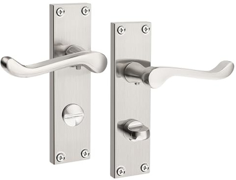 Brotima Satin Nickel Victorian Scroll Door Handles-1 Pair,Satin Nickel Door Handles,Interior Door Lever for Bathroom