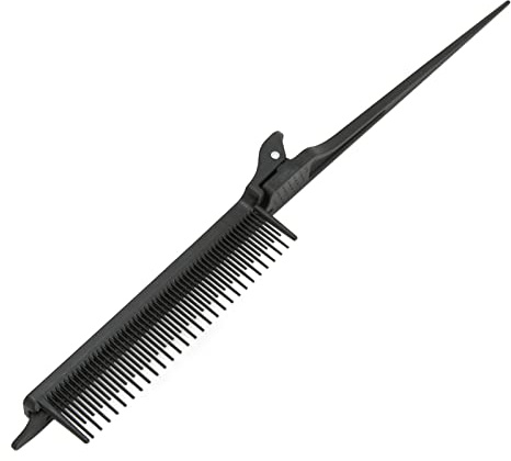 Annadue Pettine a Clip per Cotonatura a Coda di Topo, Pettine per Evidenziazione dei Capelli per Salone Nero, Strumento per lo Styling con Punta Appuntita per Sezionare i Capelli, a Clip
