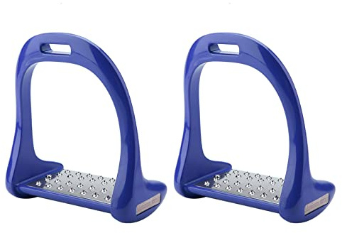 Haofy Säkerhetsbyglar Ridning Stigbygel i Aluminium med Rostfri Ståldyna 120 X 36 Mm Halkfri Bana Tjock 1220 G Par för Ryttare Trail Training (Blå)