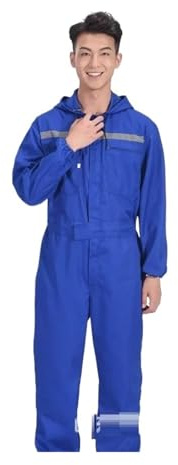 Tuta da Lavoro Uomo Tute da lavoro Abiti Tasche con cerniera riflettenti di sicurezza for riparatori auto Meccanici for antipolvere(Blue,4XL)
