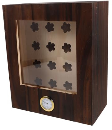COHEALI Caja Humidificadora de Madera con Higrómetro y Humidificador, Diseño Hermético y Bandeja Interior para Almacenamiento Organizado de Cigarros en Casa y Viajes