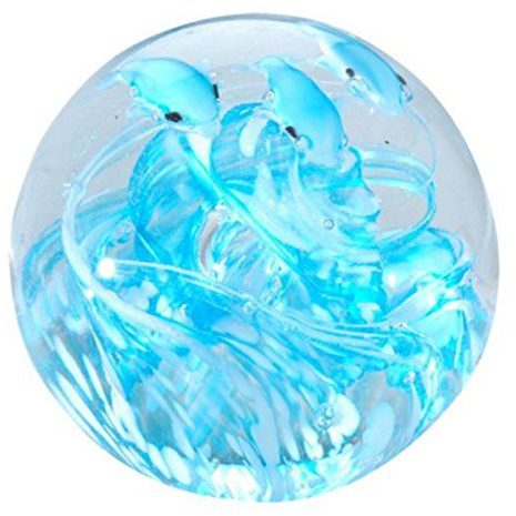 Pfronten Traumkugel Delphine über Welle Glaskugel, Briefbeschwerer, Wunschkugel Kugel Glas ca. 6cm