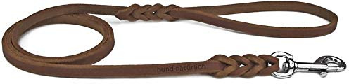 Fettlederleine geflochten 1m, 1,35m, 2,20m mit Handschlaufe (1m x 8mm braun Chrom)