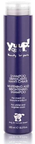 YUUP! - Shampoo per Cani e Gatti Sbiancante per Manti Chiari, 250 ml, contrasta l'ingiallimento, deterge la cute, nutre il manto e lucida il pelo