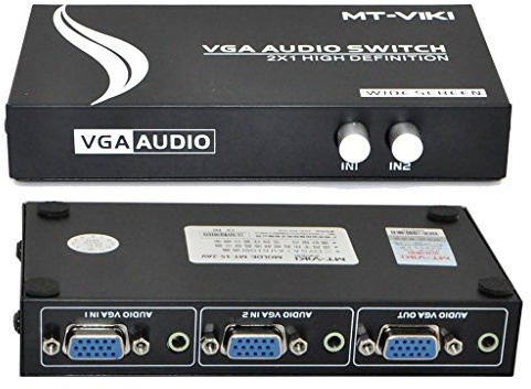 iKKEGOL 2 Port VGA Video Switch 2x1 SVGA Switcher Box 2 in 1 Out PC Monitor LCD TFT Sharing