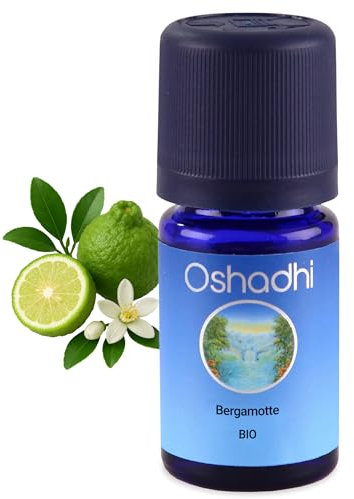 Oshadhi Bergamotte-Öl EU-Bio | Ätherisches Öl | Spritzig-zitrusfrischer Duft | 100% naturrein | 5 ml | Aromatherapie