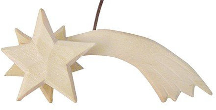 MaMeMi HANDGEFERTIGTER HOLZKOMET mit LED-Lampe – Beleuchteter Stern VON Bethlehem [ca. 13 cm, elektrifiziert] – Krippenbeleuchtung & ZUBEHÖR für WEIHNACHTSKRIPPEN aus ECHTHOLZ