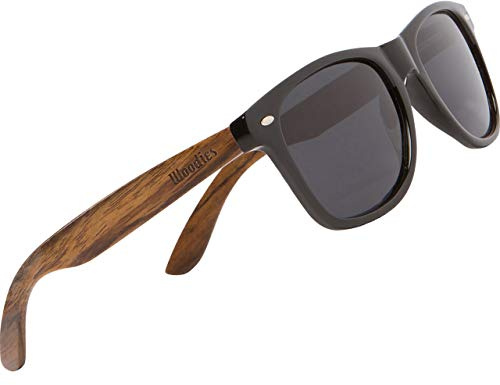 Woodies Walnut Wood Sunglasses with Black Polarized Lenses for Men and Women | 100% UVA/UVB Ray Protection