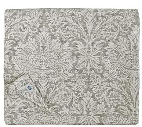 Linen & Cotton Qualität Jacquard Damast Tischdecke Hercus - 53% Leinen, 47% Baumwolle, Weiß Grau (133 x 300 cm) Tischtuch Stoff Tischwäsche Lang für Haus Home Küche Dekor Esszimmer Wohnzimmer
