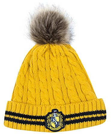 Cinereplicas - Harry Potter Mütze mit Bommel - Offiziel lizensiert - Hufflepuff - Gelb und Schwarz