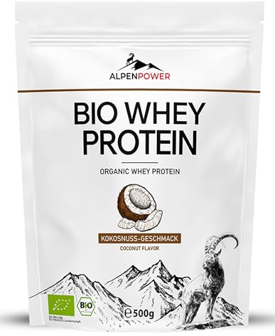 AlpenPower BIO WHEY Protein Kokosnuss 500 g - 100% natürliche Zutaten & ohne Zusatzstoffe - Hochwertiges CFM Eiweiß-Pulver aus bester Bio-Alpenmilch