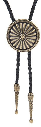 COOLLA Bolo tie- Handmade Western Cowboy Black Vintage Turquoise Pendant for Women,Men