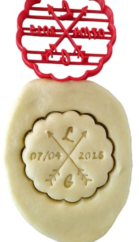 3DKOUPE - Emporte-pièce cannelé - Motif bohème - Personnalisable avec initiales et date - Couleur au choix - Conçu et fabriqué en France