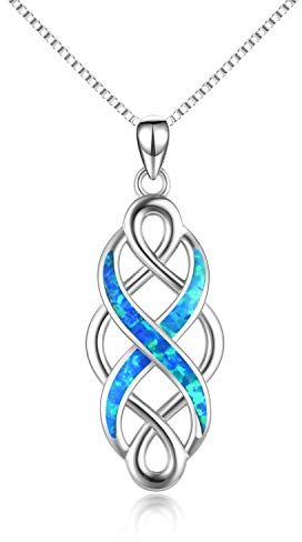 YFN Celtic Knot Halskette Erstellt Opal Anhänger Sterling Silber Infinity Love Schmuck