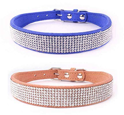 feiling 2 Stück Set Hundehalsband Kleine Hunde Halskette Mittelgroße Hunde Katzenhalsband mit Strass Welpenhalsband Süße Verstellbares Hundeband Poodle Chihuahua Bichon Frise Pomeranin (S, D)