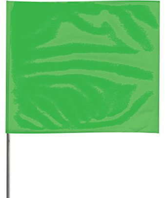 Presco Plastic Staff Marking Flags: 4 in. x 5 in. Flag / 24 in. Plastic Staff / (Neon Green) [12 flags/pack]