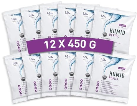 Absorbeur d'humidité Recharges Lafita - 12 pièces - 450 grammes - Lavande - sachets de granulés - pour deshumidificateur