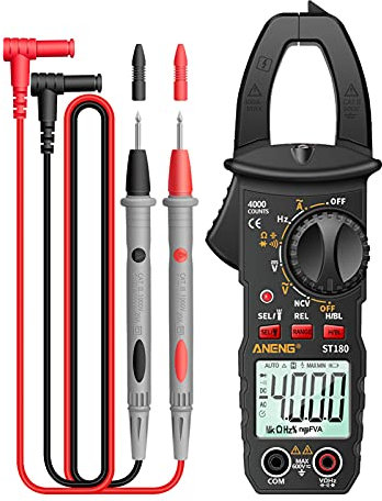 Zwbfu Multímetro Digital 4000 cuentas Pinza Amperimétrica Multifunción Medidor de Corriente CA/CC, Voltaje CA/CC, Resistencia, Capacitancia, Frecuencia, Diodo, NCV y más
