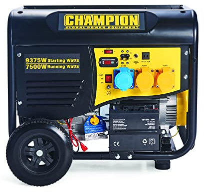 Champion Power Equipment CPG9000E2 8000 Watt Portable Petrol Frame Generator - 459cc OHV Engine - 25L Tank, 10 Hours Max, Electric Start, Wireless Remote, Intelligauge, Cold Start, Shut Off Sensor