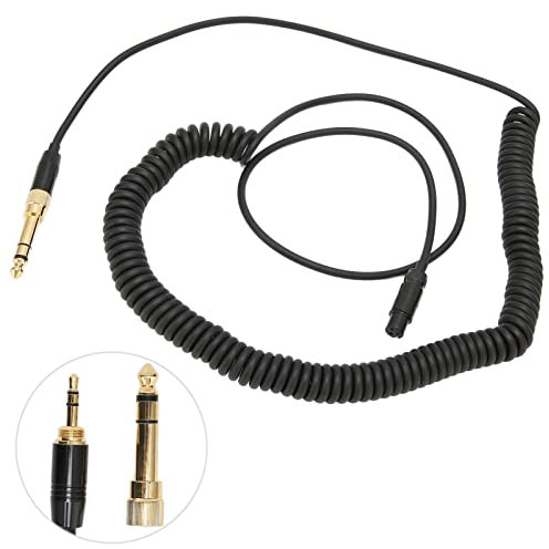 Cuifati 2 Stück Audiokabel Ersatz, Kopfhörer Audio Spiralkabel, Schwarzes Feder Audio Verlängerungskabel für Q701 K712 K702 K271S K240S K240MK K181 K141