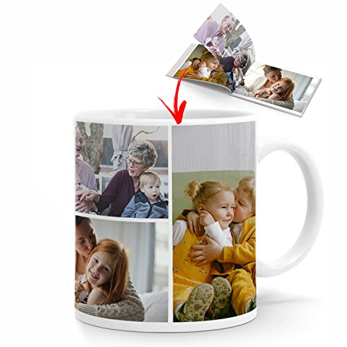 Wraplab Tasse Personnalisable, Mug Personnalisé, Cadeau Personnalisé, Cadeau Homme et Femme Original | Collage d'images, 1 à 10 Photos (4 photos)