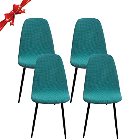 Jaotto Stuhlhussen 4er Set Strech, Esszimmerstühle Bezug Universal Waschbar Abnehmbare,Elegante Stuhlbezug Stuhlabdeckung Antirutsch, Küchenstühle für Büro Esszimmer Wohnzimmer,Jacquard Grün