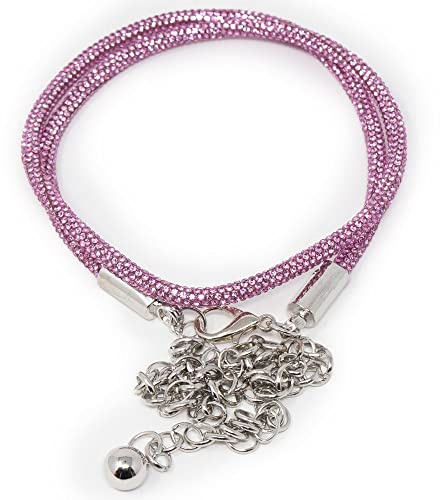Emila Cintura fucsia elegante donna cinta da ragazza cerimonia matrimonio x per abito vestito sottile regolabile con tubolare stassato slim di moda tendenza Metallo+strass Fuxia