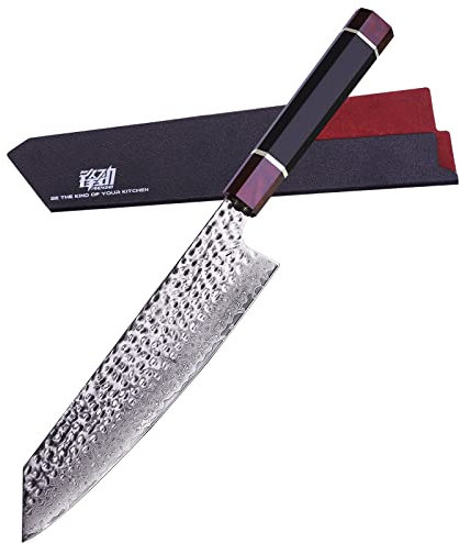 FINDKING Serie Eternity, coltello giapponese Kiritsuke con fodero, coltello da chef Gyuto multiuso, lama in acciaio Damasco, per carne, frutta, verdura, 9 pollici/22CM