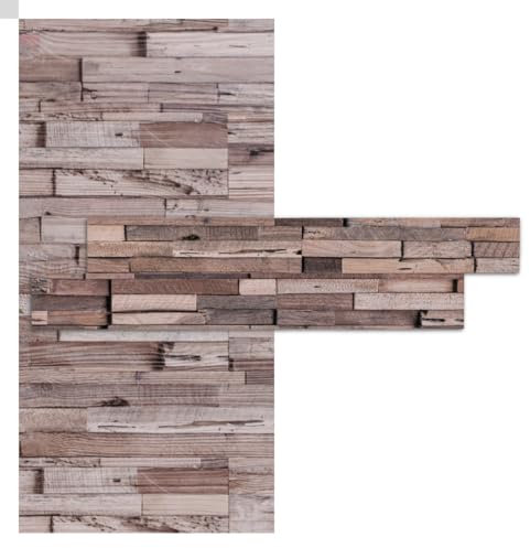 iWerk® Echtholz Wandpaneele selbstklebend | Premium Holzpaneele für Wand & Decke | Moderne Wandverkleidung für Wohnzimmer, Schlafzimmer & Kinderzimmer | Design „Yenga“ – 78 × 10 × 0,5 cm