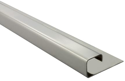 Quadrat Edelstahlschiene Fliesenschiene Edelstahl V2A 3m 11mm glänzend | Für klare Sichtkanten und gerade Abschlüsse im Fliesenbild, für 11mm Fliesenhöhe, 3m, V2A Edelstahl, glänzend, silber