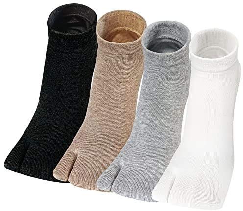 ZAKASA Tabi Calzini Infradito Donna in Cotone Giapponesi con Alluce Separato e Dita Separate per Geta EU 35-41, 4 Paia