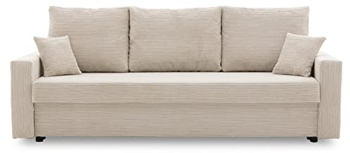 Couch Aikido I 223x90 - mit schlaffunktion - Farben zur Auswahl - modernen Couch - mit Bettkasten - Moderner Cordstoff - Stoff POSO (POSO 100)