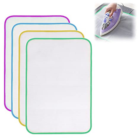 4 redes antiquemaduras termoadhesivas, red de protección contra el planchado, almohadilla de protección antifoco, paño de planchado de malla resistente al calor (10 x 60 cm)