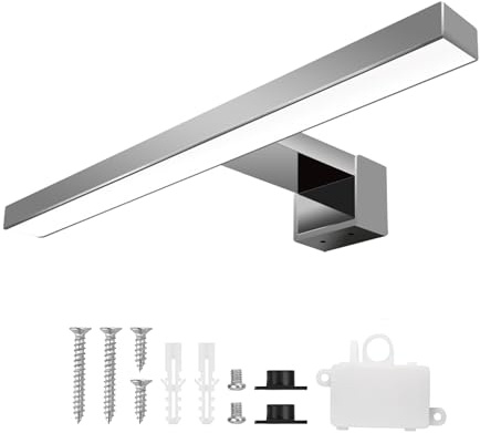 UBUD Lámpara Led Aplique Led para Espejo o Pared de Baño 60 cm - 1100lm - Protección IP44 - Luz Blanca 6000K - Color Cromado. (Ideal y Perfecto para Maquillar o Afeitar)