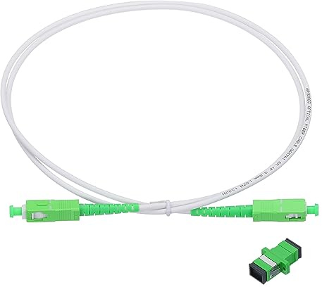 sourcing map 1Pcs 3.3Ft Single Mode Simplex OS2 Armored Fiber Optic Patch Cable LSZH SC/APC-SC/APC Jumper Optical White for Fiber Optic LAN Networks with Adapter