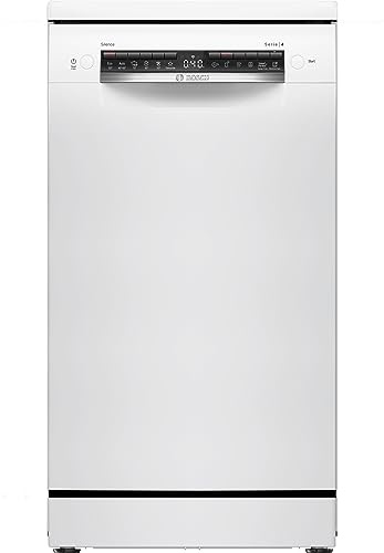 Bosch SPS4HKW49E Serie 4 Freistehender Geschirrspüler 45 cm, Vario Flex Korbsystem, AquaStop, Extra Trocknen, Active Water Technologie, EcoSilence Drive, Weiß