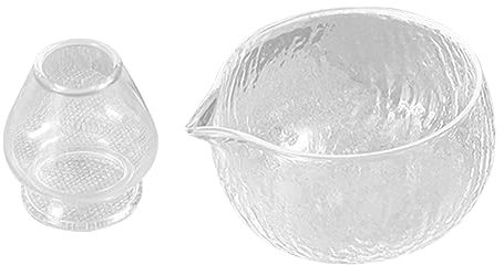 MagiDeal 500 Ml Bol à Matcha Traditionnel Avec Bec Verseur Et Porte-Fouet, Ustensiles Pour Cérémonie Du Thé Japonais, Matcha Chasen Fait à La Main, Bol à Jus De Bouillie De Salade Chawan, Clair